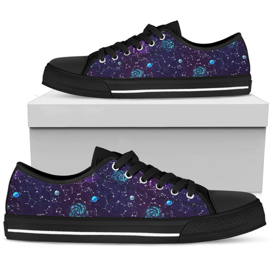 Zodiac Galaxy Design Print Women Low Top Shoes-JTAMIGO.COM