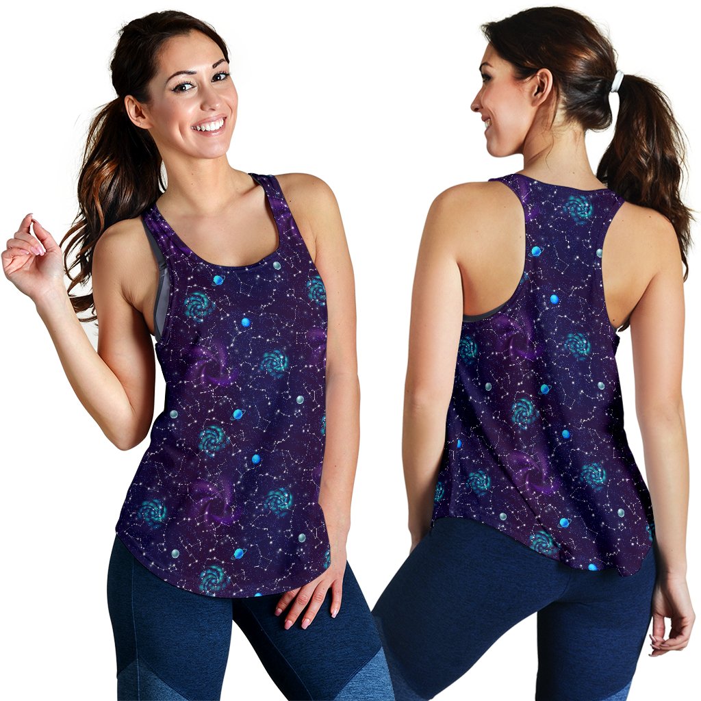 Zodiac Galaxy Design Print Women Racerback Tank Top