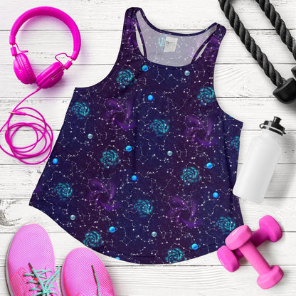 Zodiac Galaxy Design Print Women Racerback Tank Top