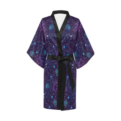 Zodiac Galaxy Design Print Women Short Kimono Robe