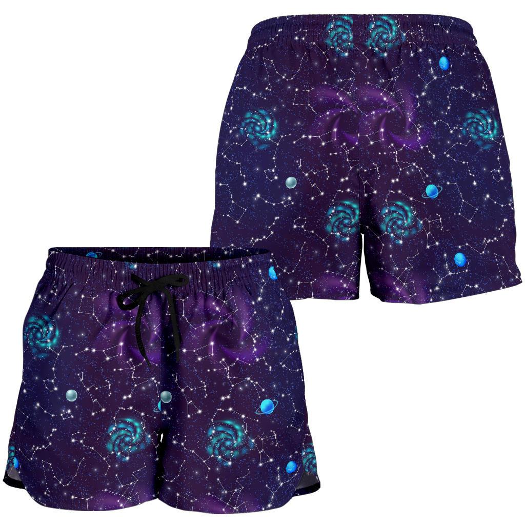 Zodiac Galaxy Design Print Women Shorts-JTAMIGO.COM