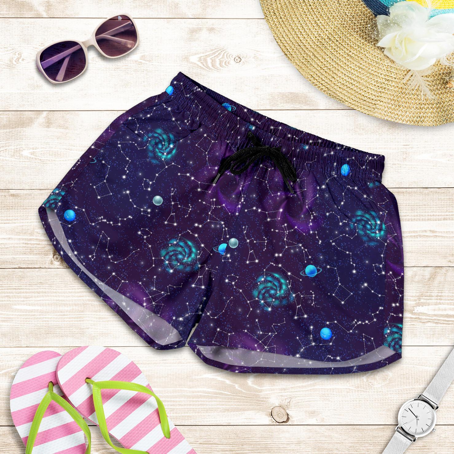 Zodiac Galaxy Design Print Women Shorts-JTAMIGO.COM