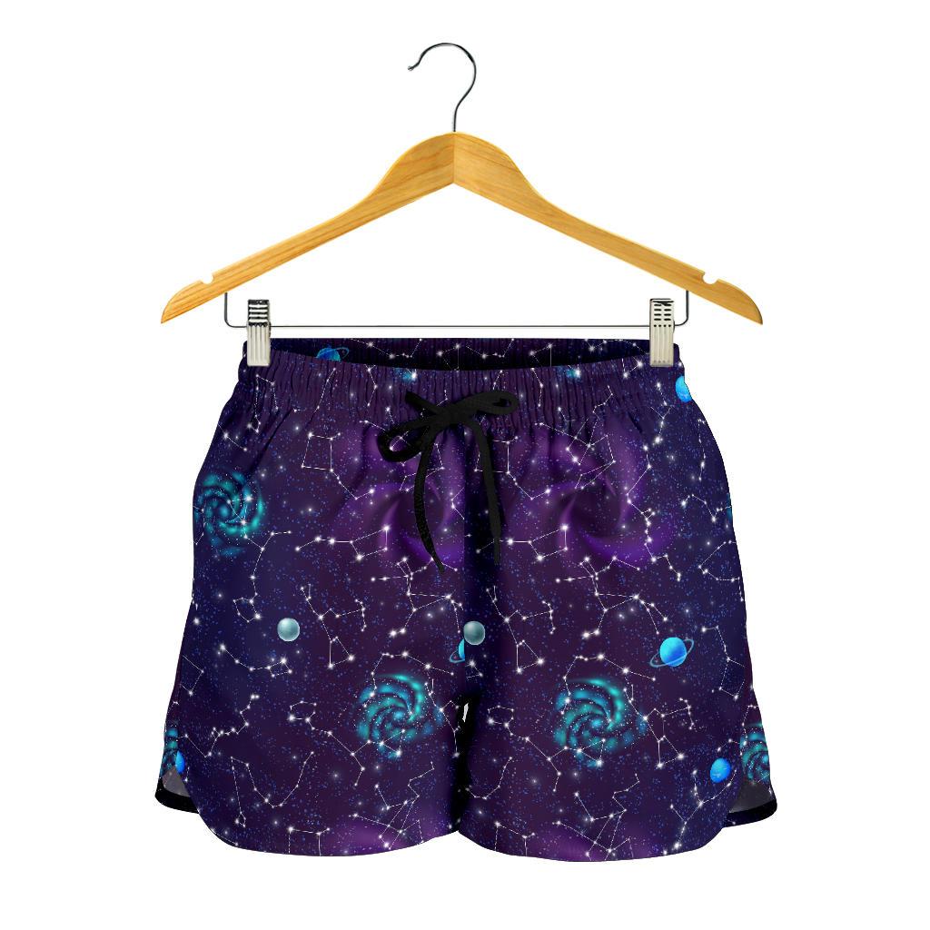 Zodiac Galaxy Design Print Women Shorts-JTAMIGO.COM