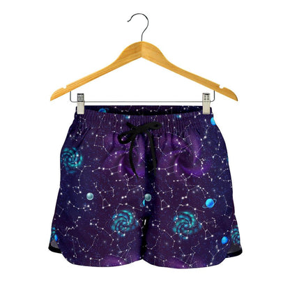 Zodiac Galaxy Design Print Women Shorts-JTAMIGO.COM