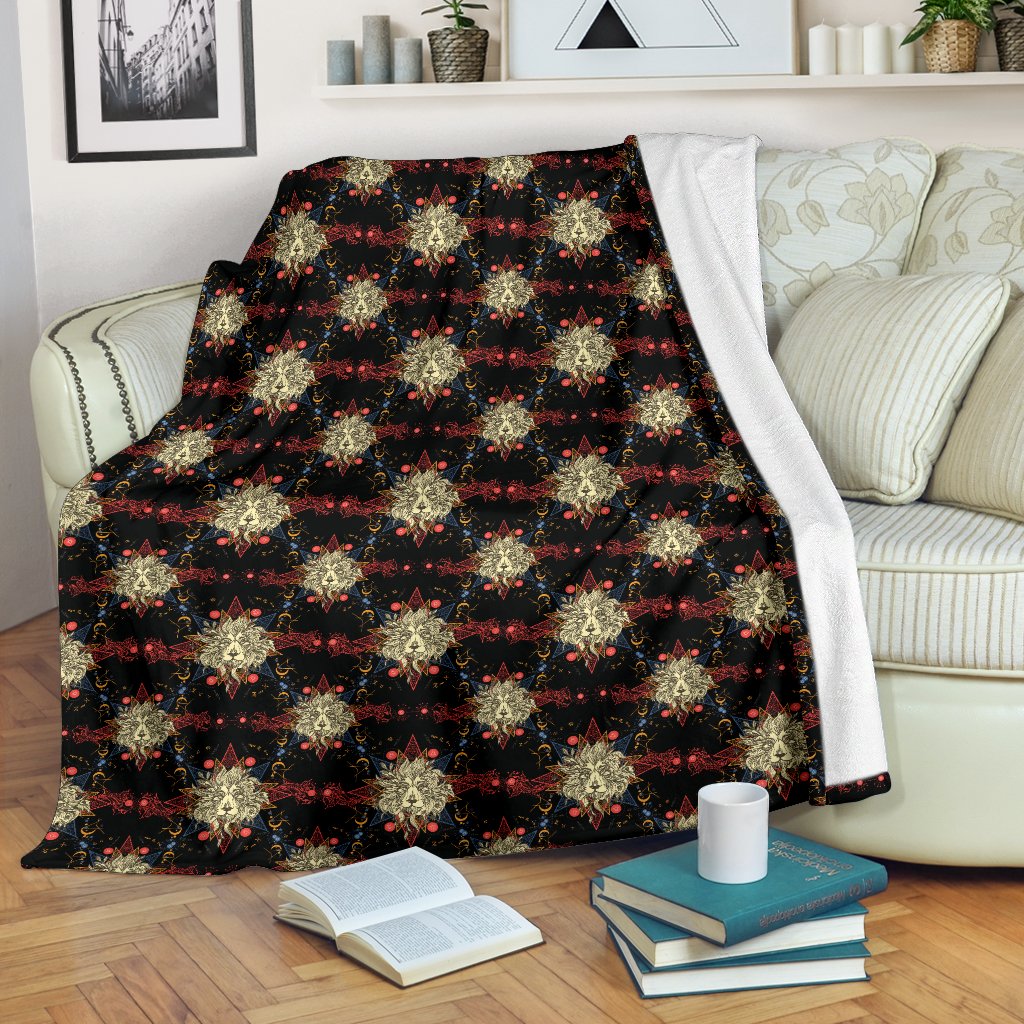 Zodiac Leo Pattern Design Print Fleece Blanket