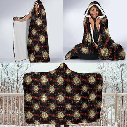 Zodiac Leo Pattern Design Print Hooded Blanket-JTAMIGO.COM