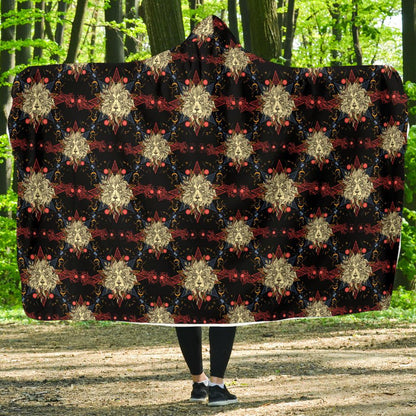 Zodiac Leo Pattern Design Print Hooded Blanket-JTAMIGO.COM