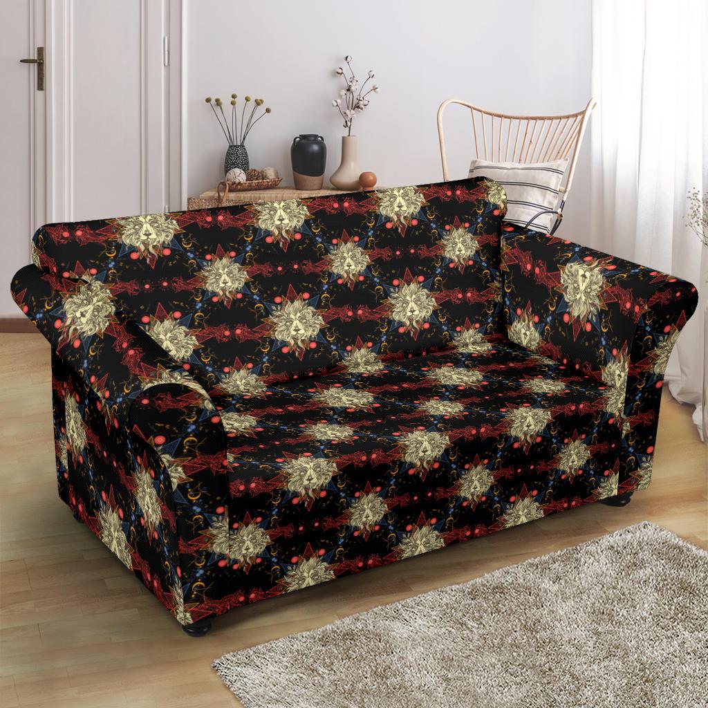 Zodiac Leo Pattern Design Print Loveseat Slipcover-JTAMIGO.COM