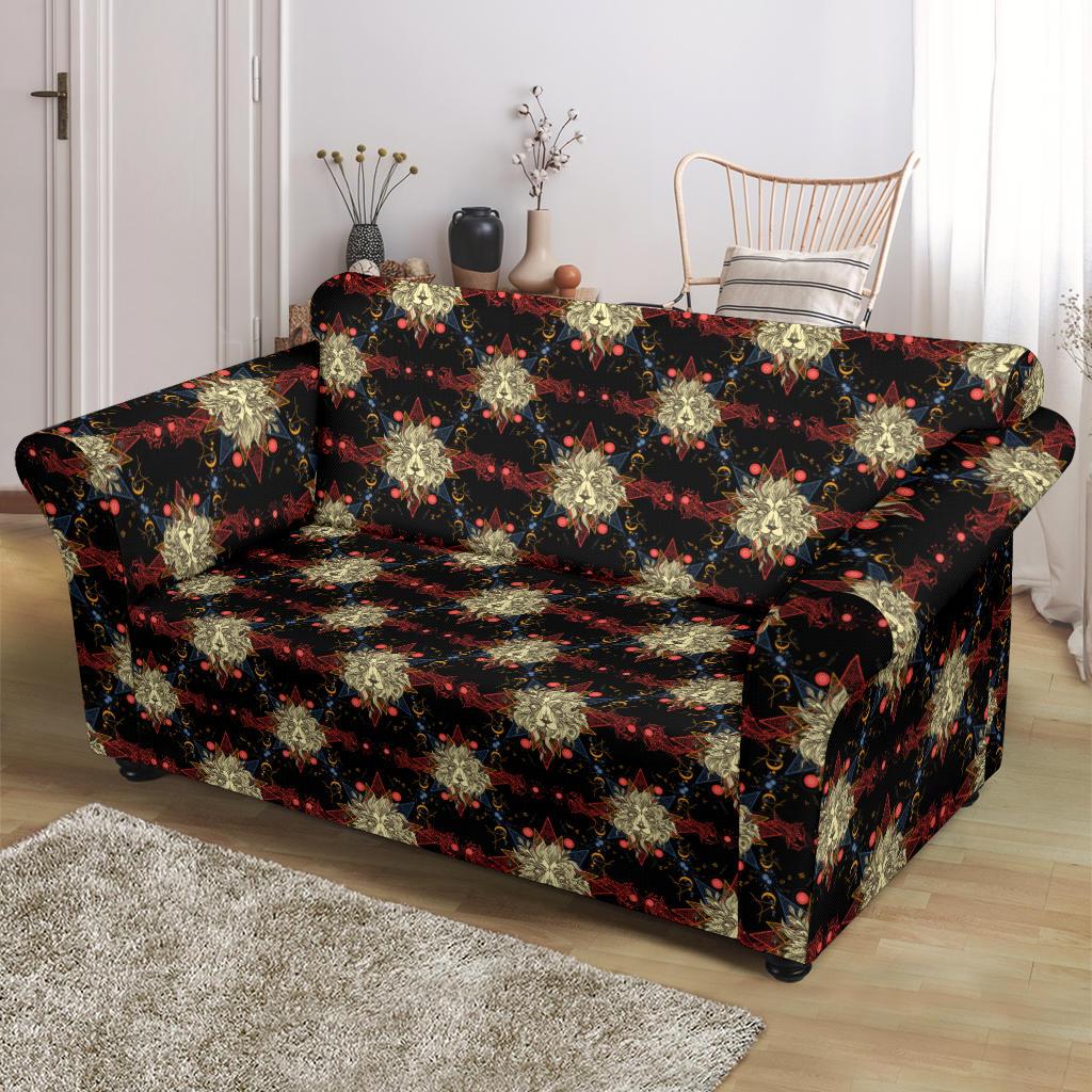 Zodiac Leo Pattern Design Print Loveseat Slipcover-JTAMIGO.COM