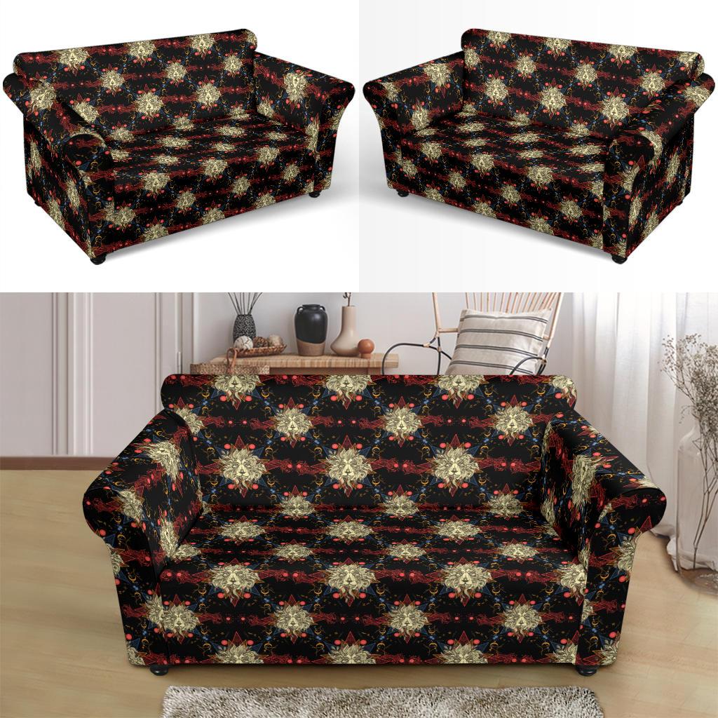Zodiac Leo Pattern Design Print Loveseat Slipcover-JTAMIGO.COM