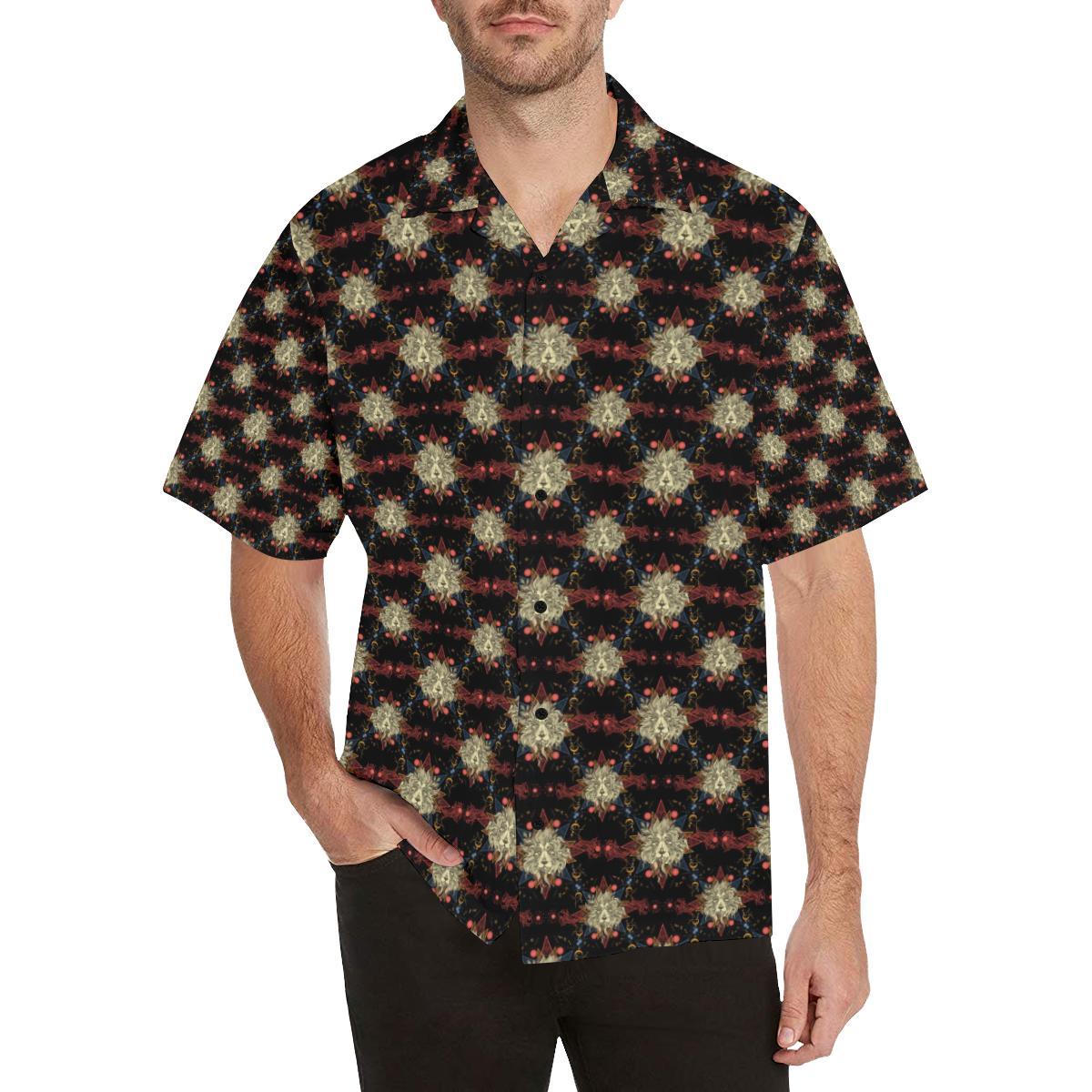 Zodiac Leo Pattern Design Print Men Aloha Hawaiian Shirt