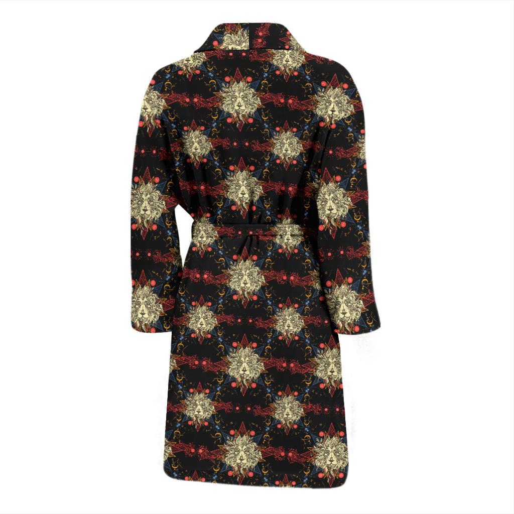 Zodiac Leo Pattern Design Print Men Bath Robe-JTAMIGO.COM