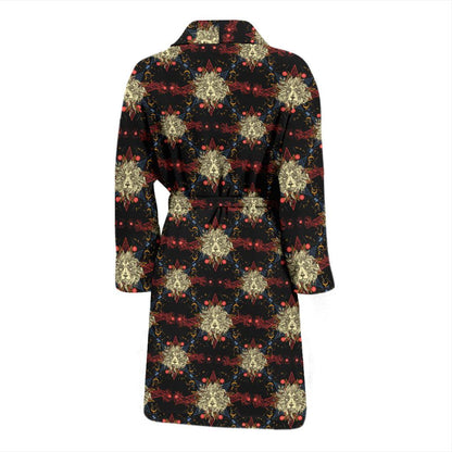 Zodiac Leo Pattern Design Print Men Bath Robe-JTAMIGO.COM