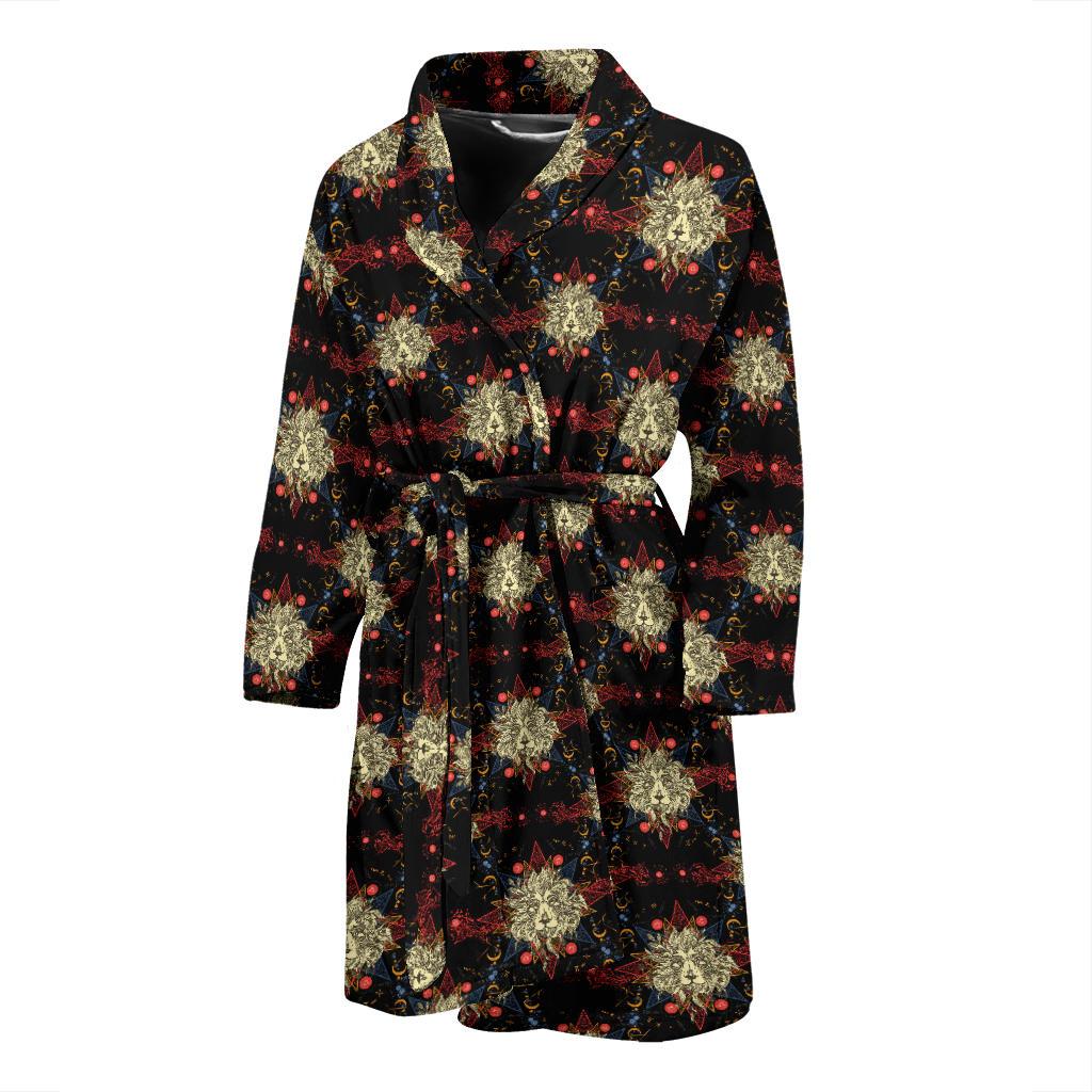 Zodiac Leo Pattern Design Print Men Bath Robe-JTAMIGO.COM