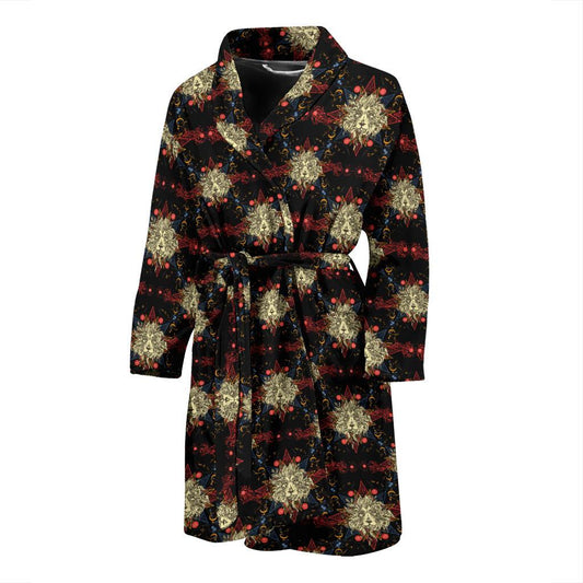 Zodiac Leo Pattern Design Print Men Bath Robe-JTAMIGO.COM