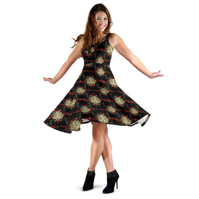 Zodiac Leo Pattern Design Print Sleeveless Dress