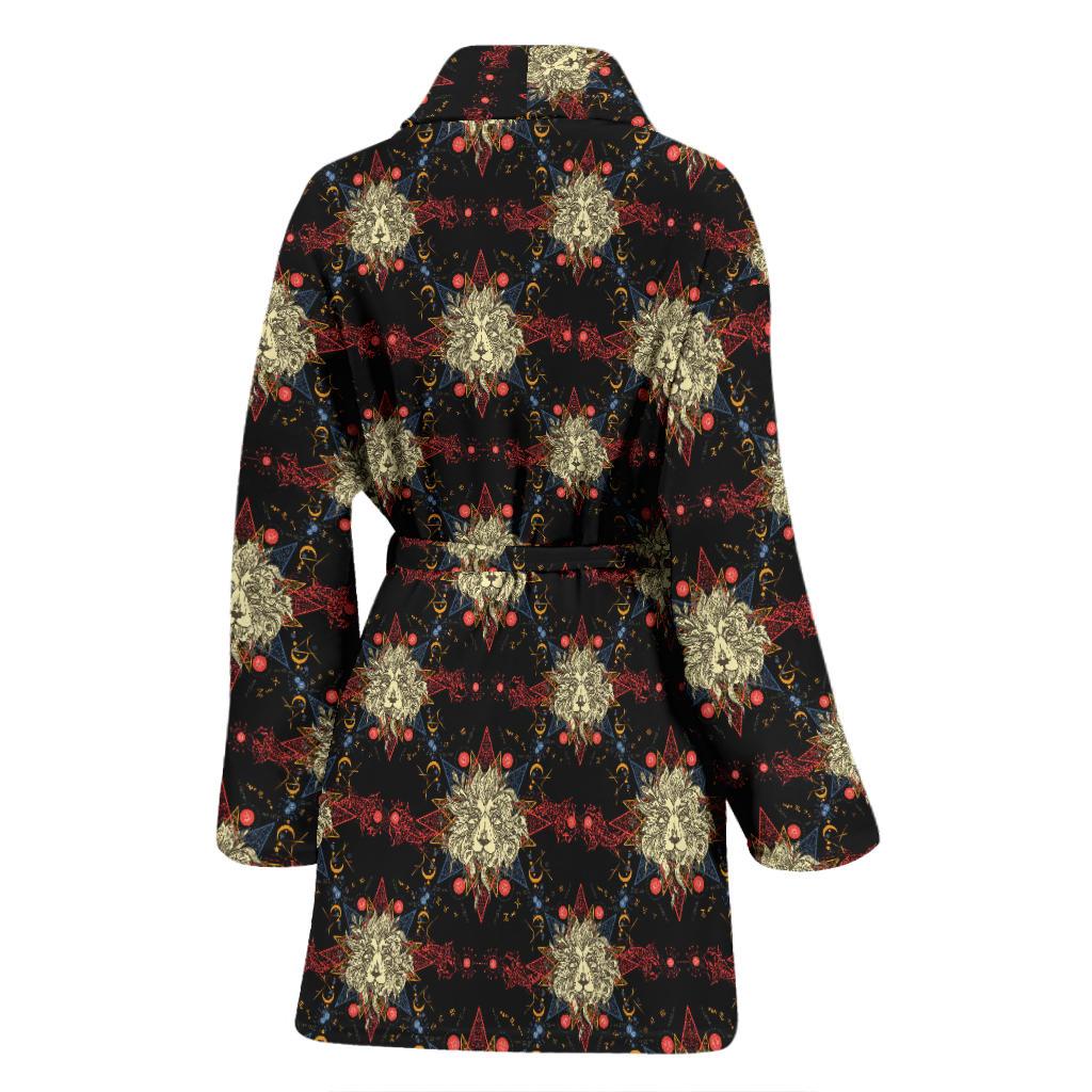 Zodiac Leo Pattern Design Print Women Bath Robe-JTAMIGO.COM
