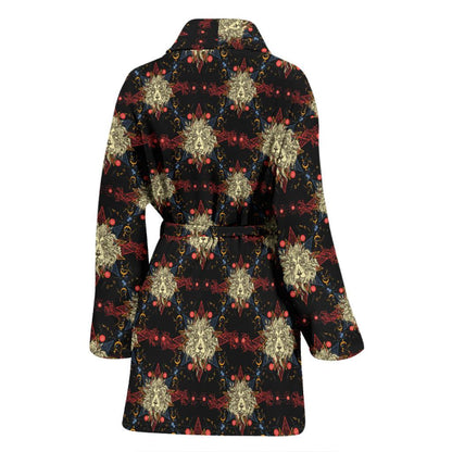 Zodiac Leo Pattern Design Print Women Bath Robe-JTAMIGO.COM