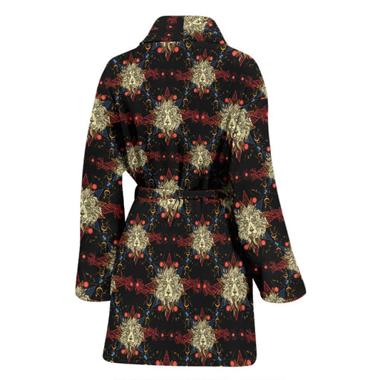 Zodiac Leo Pattern Design Print Women Bath Robe-JTAMIGO.COM