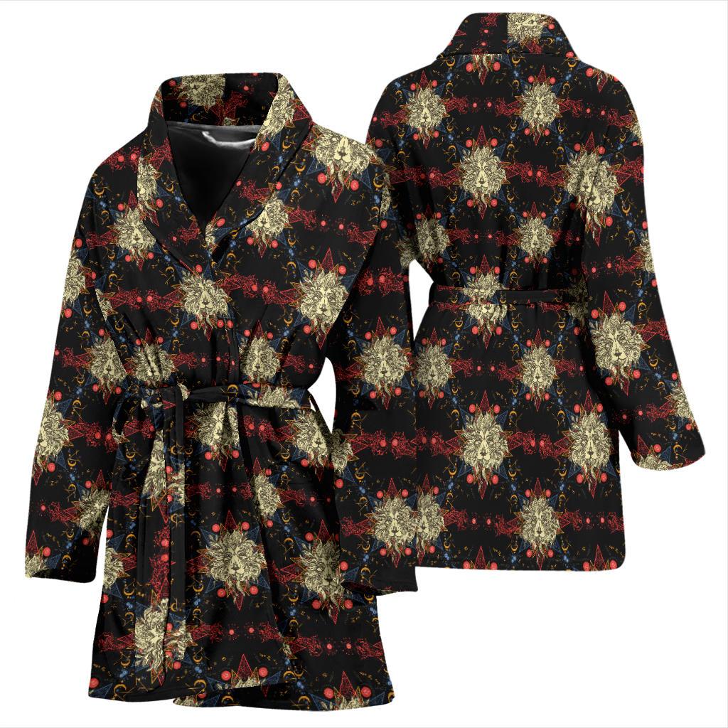 Zodiac Leo Pattern Design Print Women Bath Robe-JTAMIGO.COM