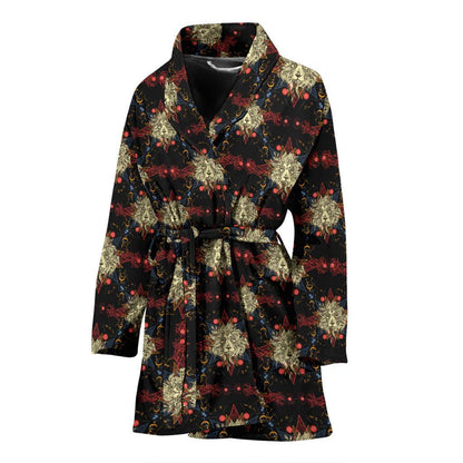 Zodiac Leo Pattern Design Print Women Bath Robe-JTAMIGO.COM