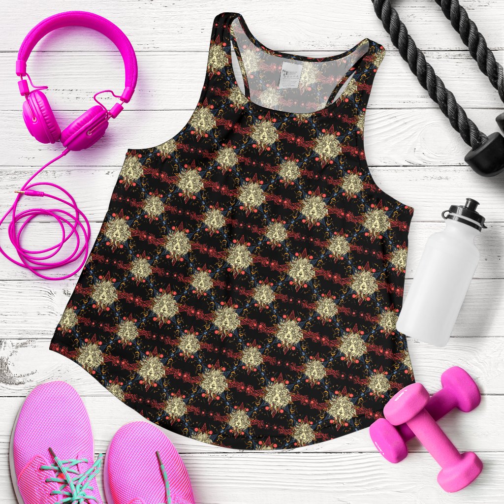 Zodiac Leo Pattern Design Print Women Racerback Tank Top