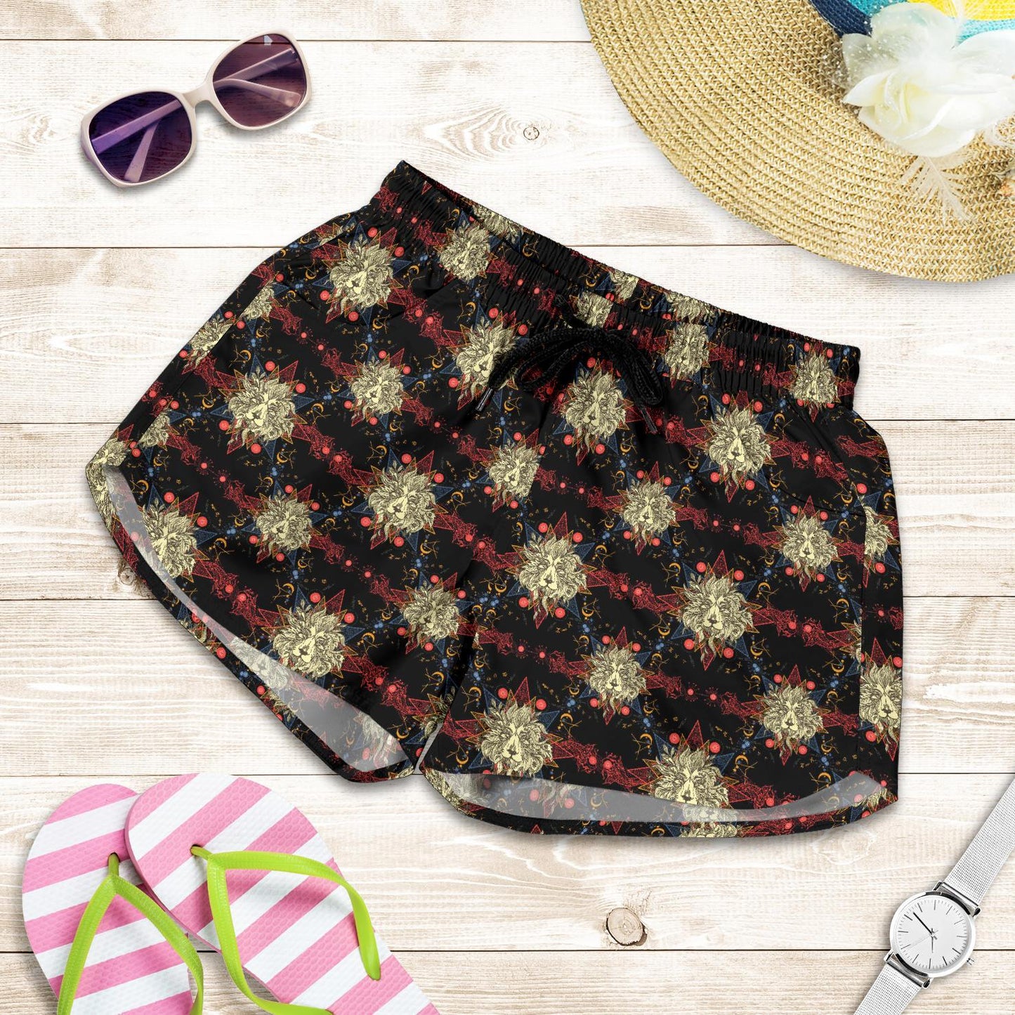 Zodiac Leo Pattern Design Print Women Shorts-JTAMIGO.COM