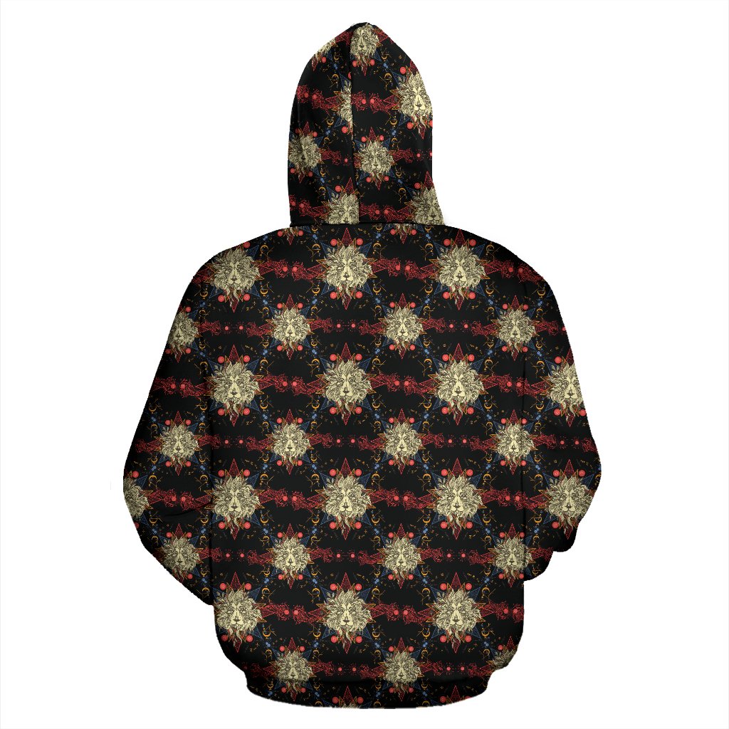 Zodiac Leo Pattern Design Print Zip Up Hoodie