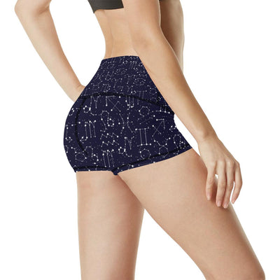 Zodiac Pattern Design Print High Waisted Spandex Shorts-JTAMIGO.COM