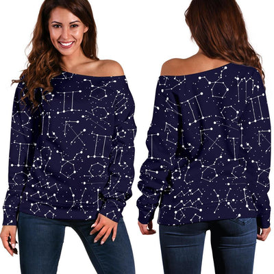 Zodiac Pattern Design Print Off Shoulder Sweatshirt