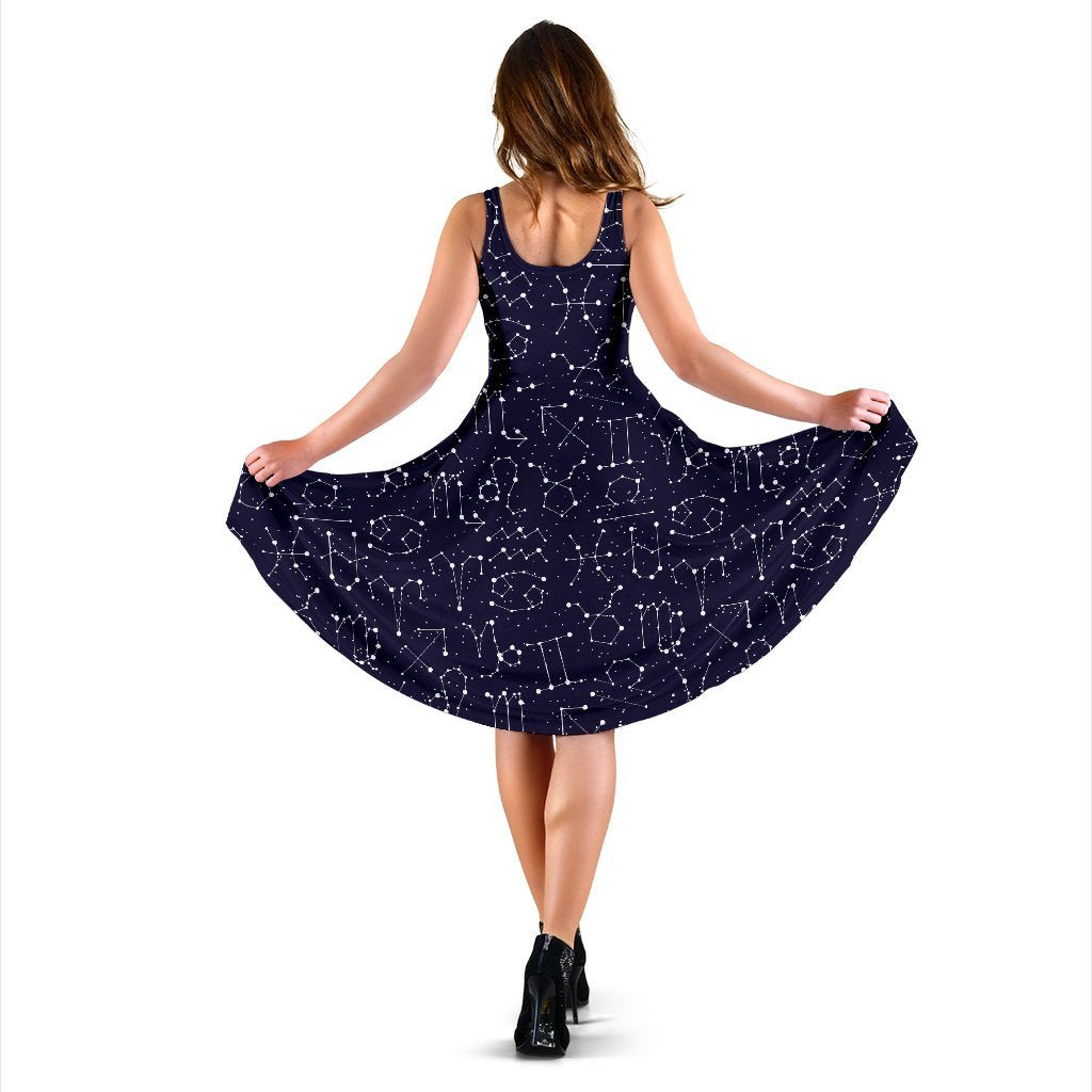 Zodiac Pattern Design Print Sleeveless Dress