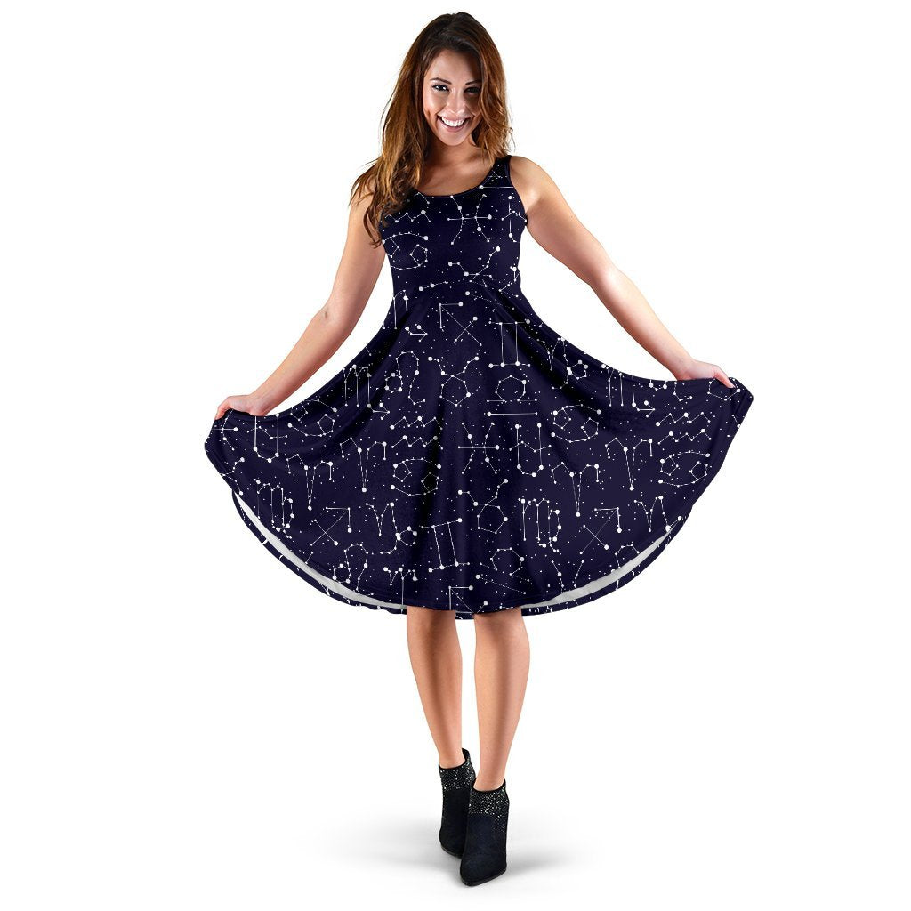 Zodiac Pattern Design Print Sleeveless Dress