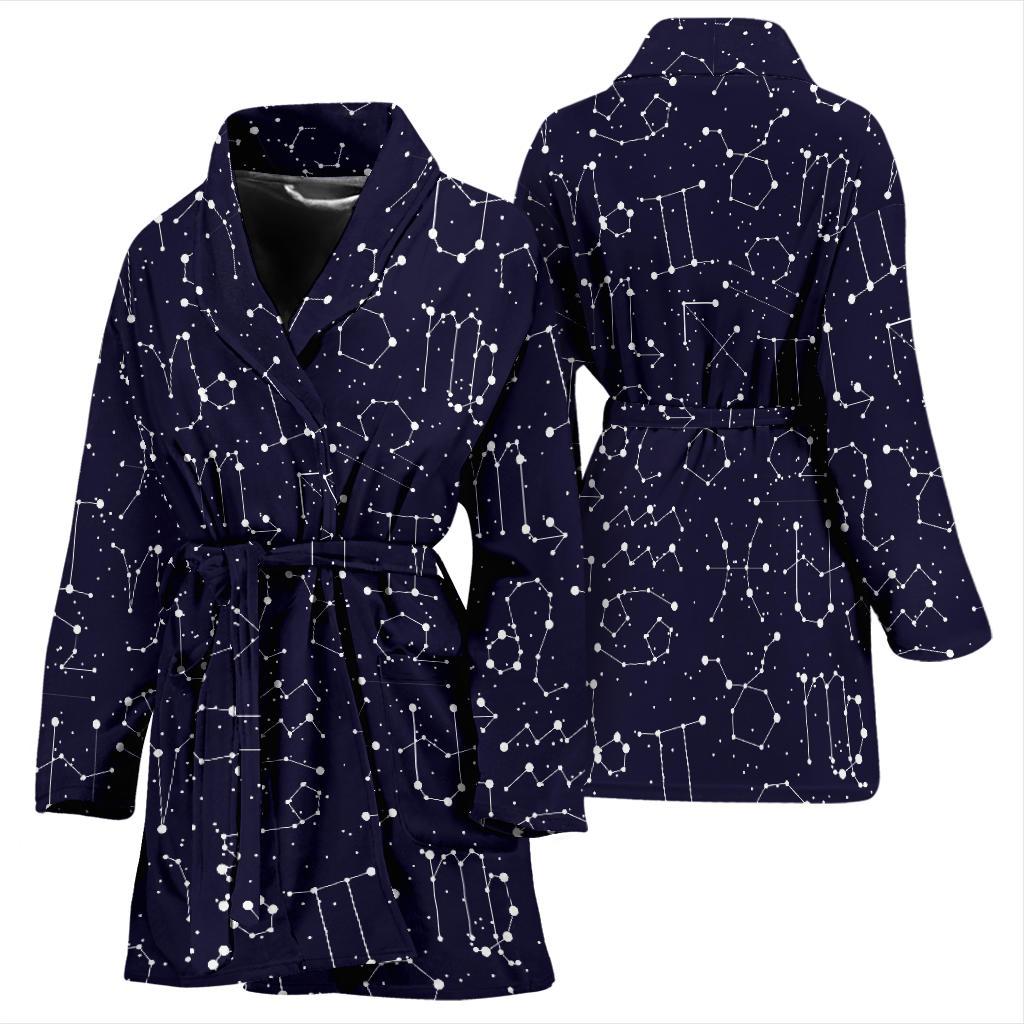 Zodiac Pattern Design Print Women Bath Robe-JTAMIGO.COM