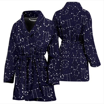 Zodiac Pattern Design Print Women Bath Robe-JTAMIGO.COM