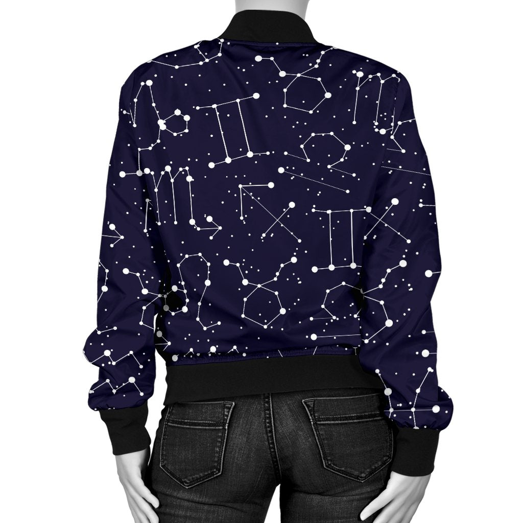 Zodiac Pattern Design Print Women Casual Bomber Jacket