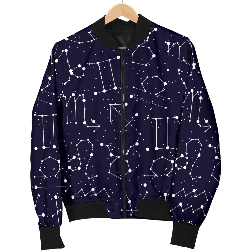Zodiac Pattern Design Print Women Casual Bomber Jacket