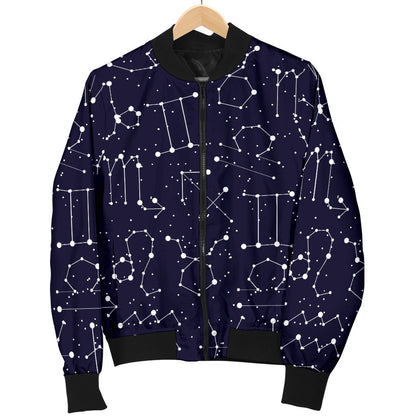 Zodiac Pattern Design Print Women Casual Bomber Jacket