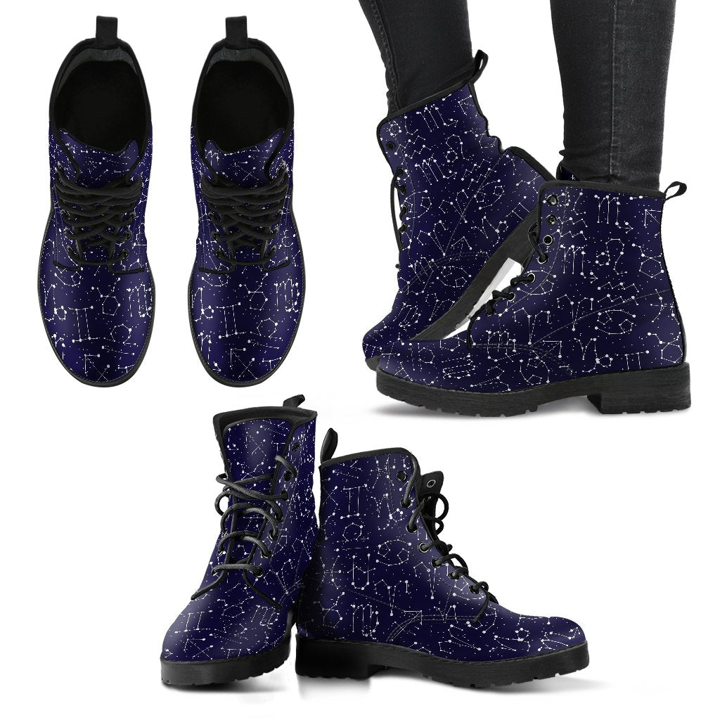 Zodiac Pattern Design Print Women Leather Boots-JTAMIGO.COM
