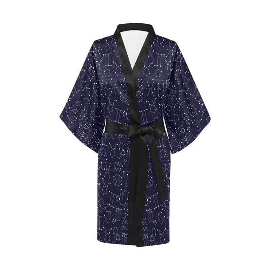 Zodiac Pattern Design Print Women Short Kimono Robe