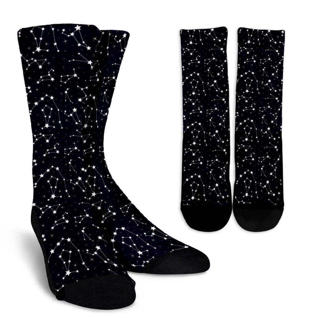 Zodiac Star Pattern Design Print Crew Socks