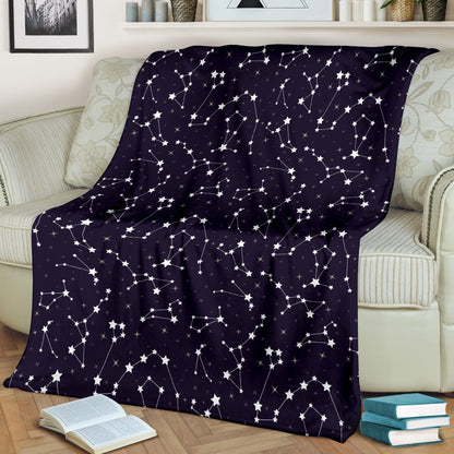 Zodiac Star Pattern Design Print Fleece Blanket
