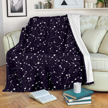 Zodiac Star Pattern Design Print Fleece Blanket