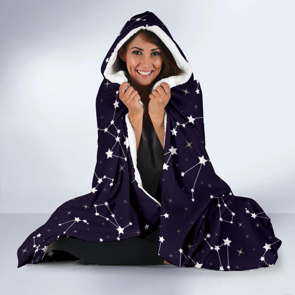 Zodiac Star Pattern Design Print Hooded Blanket-JTAMIGO.COM