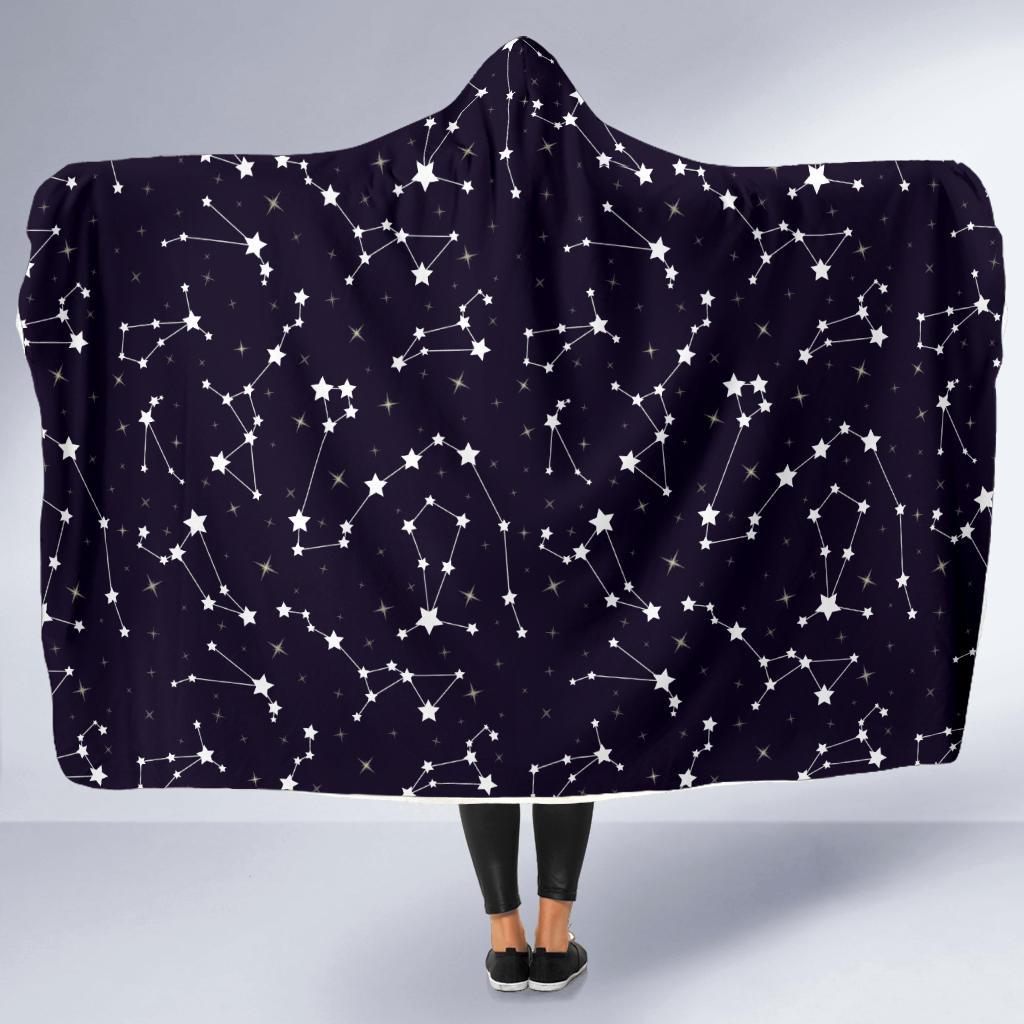 Zodiac Star Pattern Design Print Hooded Blanket-JTAMIGO.COM