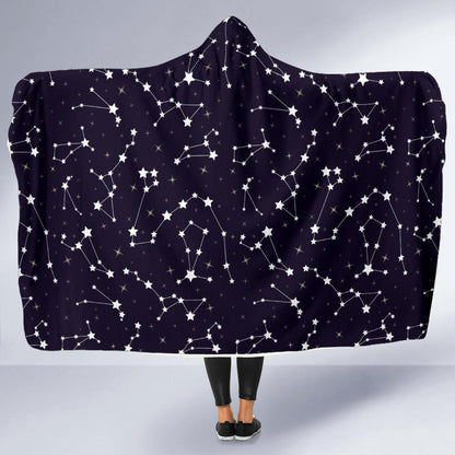 Zodiac Star Pattern Design Print Hooded Blanket-JTAMIGO.COM