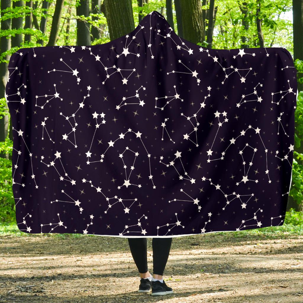 Zodiac Star Pattern Design Print Hooded Blanket-JTAMIGO.COM