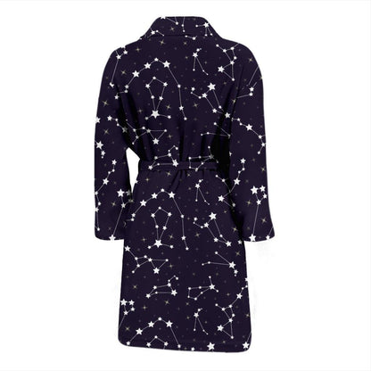 Zodiac Star Pattern Design Print Men Bath Robe-JTAMIGO.COM