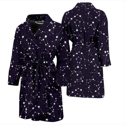 Zodiac Star Pattern Design Print Men Bath Robe-JTAMIGO.COM