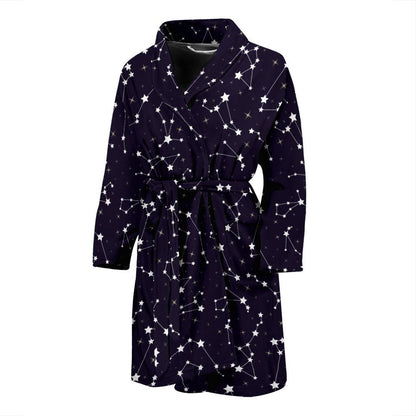 Zodiac Star Pattern Design Print Men Bath Robe-JTAMIGO.COM