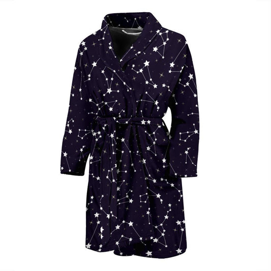 Zodiac Star Pattern Design Print Men Bath Robe-JTAMIGO.COM